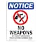 Signmission OSHA Notice Sign, 14" H, 10" W, Rigid Plastic, No Weapons By County Sign With Symbol, Portrait OS-NS-P-1014-V-15040 - alternate 1